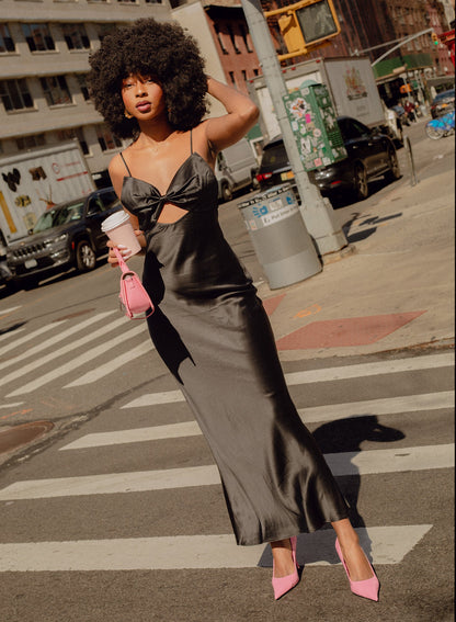 Black Bow Slip Dress - Fleur du Mal