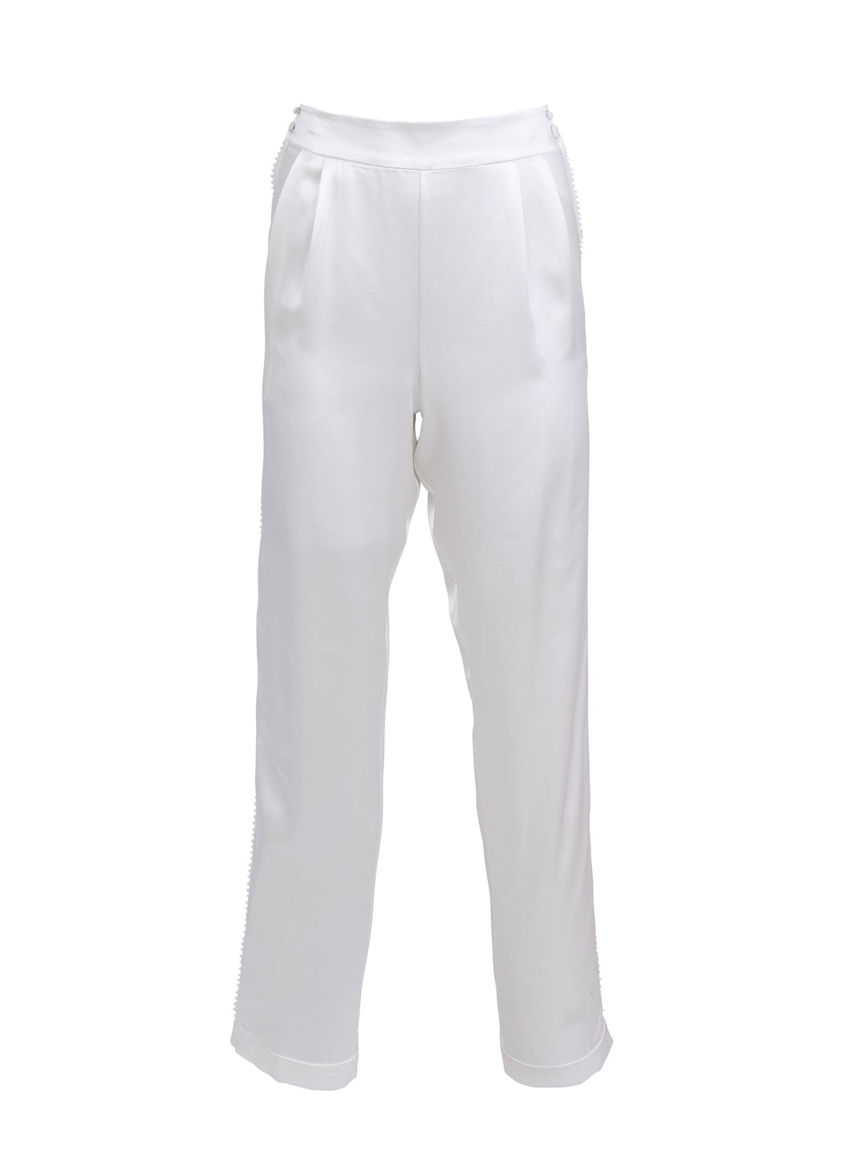 Ivory Pleated Tuxedo Pant - Fleur du Mal