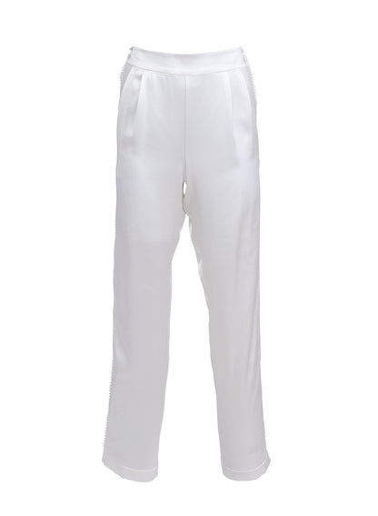 Ivory Pleated Tuxedo Pant - Fleur du Mal