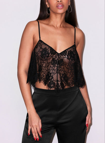Black Juliet Lace Flutter Cami - Fleur du Mal