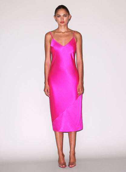 Wild Pink Silk V Slip Dress - Fleur du Mal