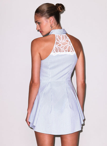 East Hampton Stripe Poplin Halter Dress - Fleur du Mal