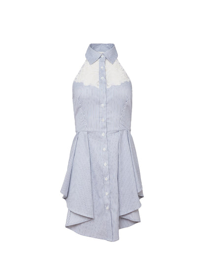 East Hampton Stripe Poplin Halter Dress - Fleur du Mal