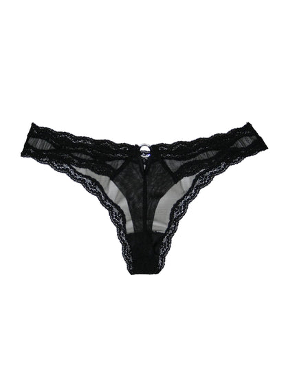 Black Sheer Tulle Thong - Fleur du Mal