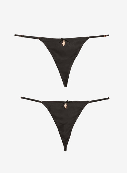 Black Best Friends Charm Luxe V-String - Fleur du Mal