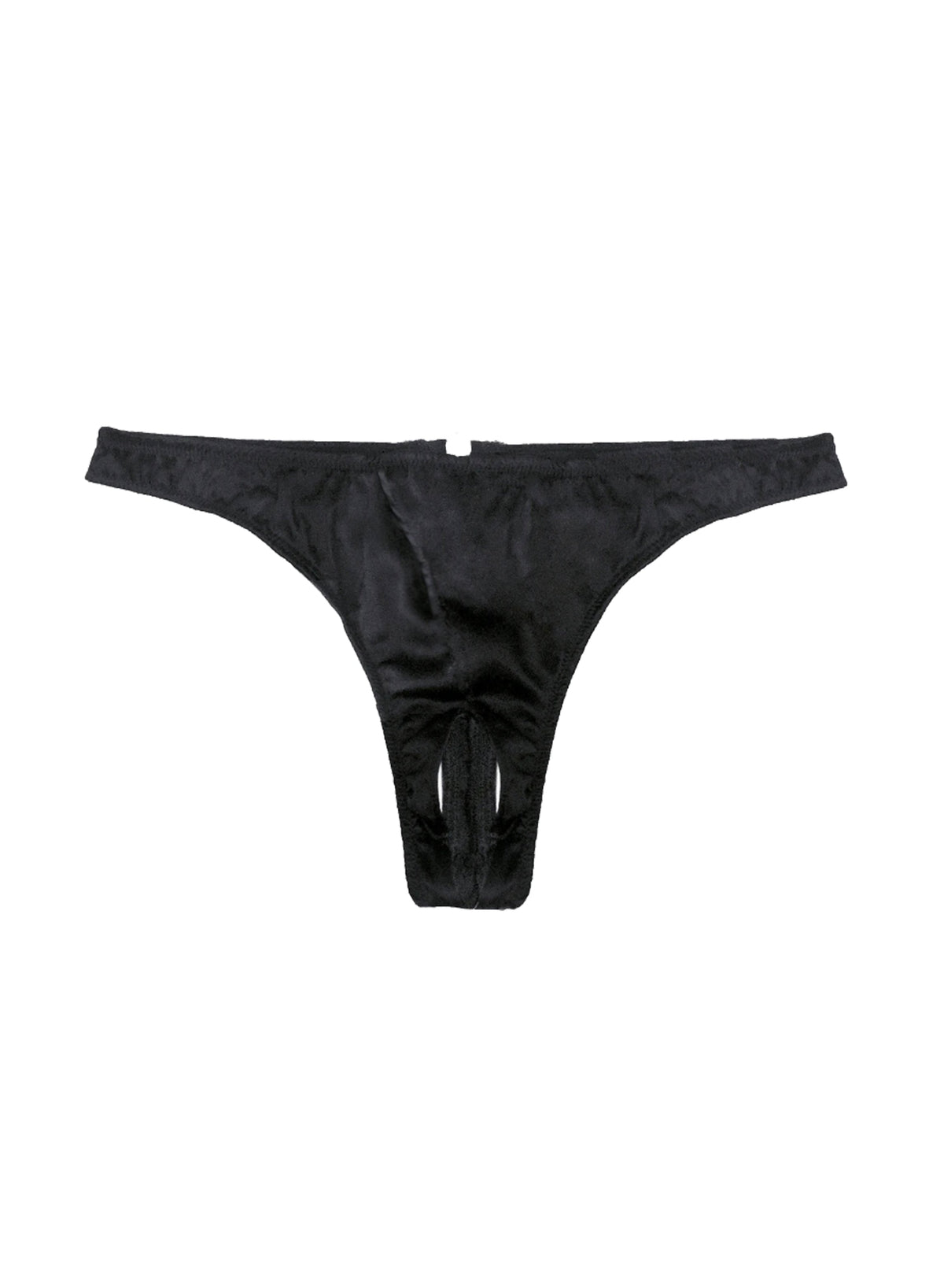 Black Luxe Crotchless Thong - Fleur du Mal
