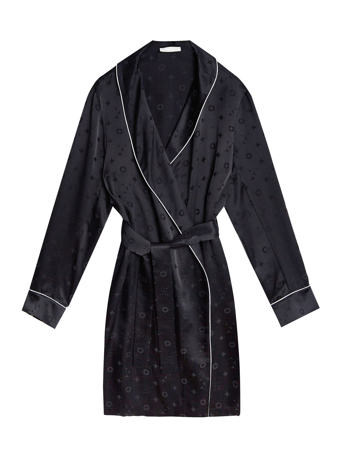Black Silk Jacquard Robe - Fleur du Mal