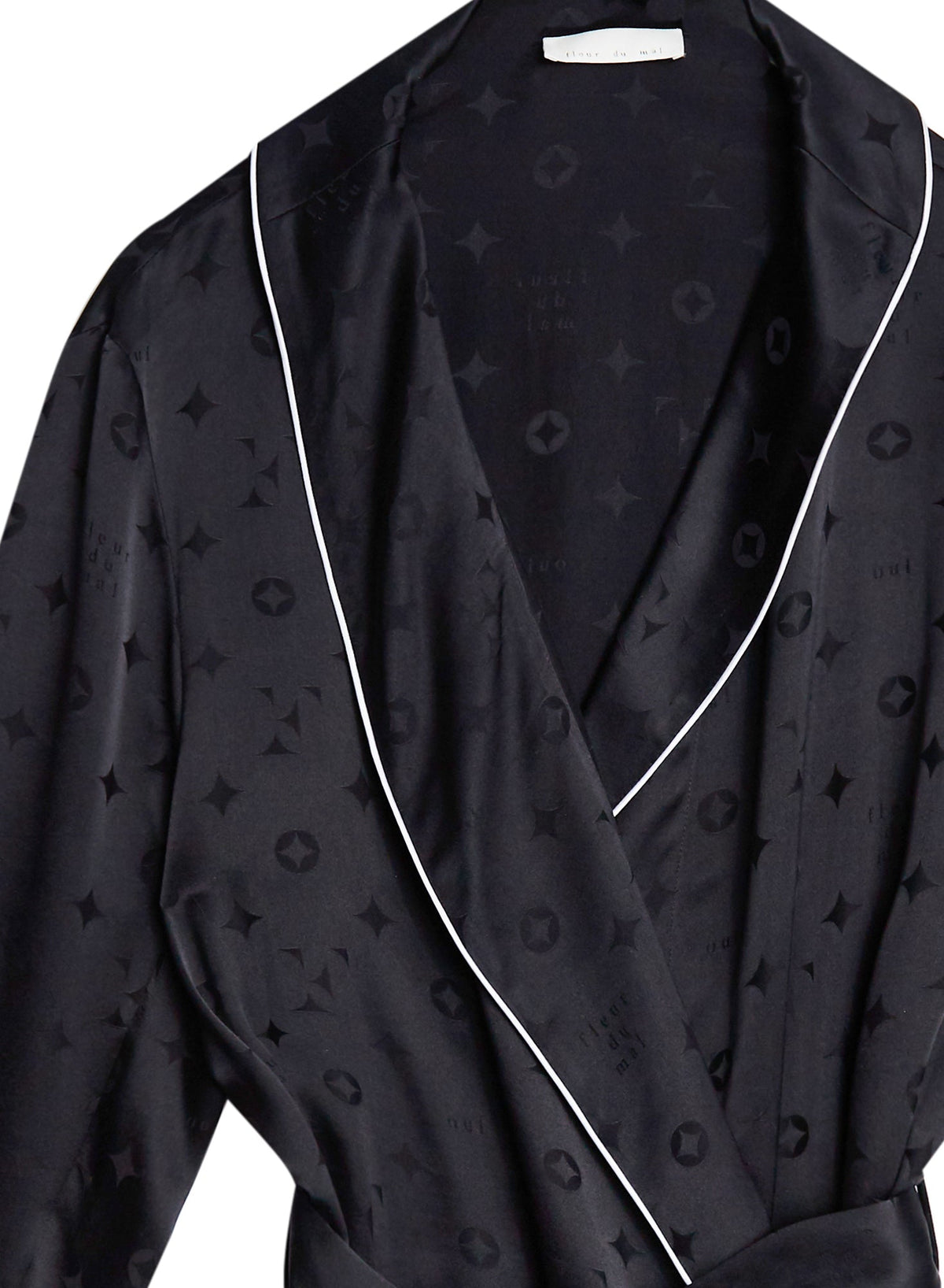 Black Silk Jacquard Robe - Fleur du Mal