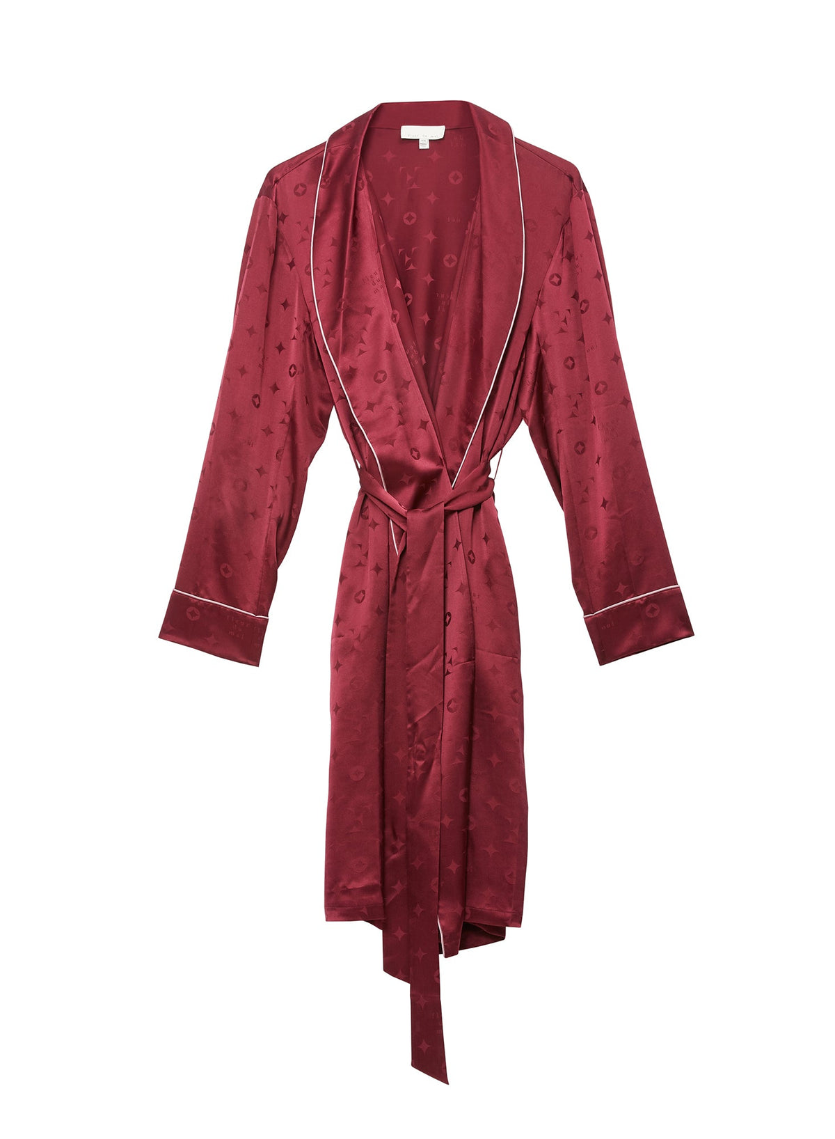 Burgundy Silk Jacquard Robe - Fleur du Mal