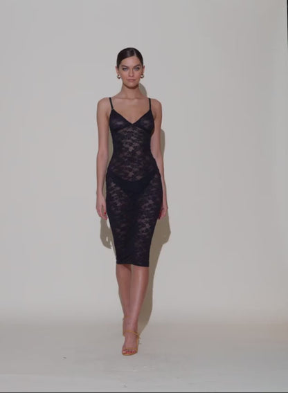 Le Stretch Lace Slip Dress - Fleur du Mal