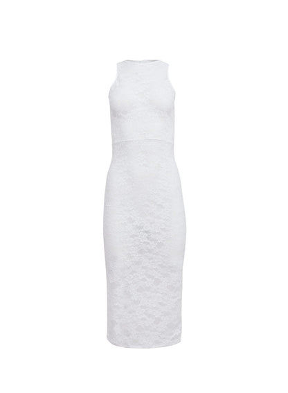 Ivory Le Stretch Lace Racer Tank Dress - Fleur du Mal