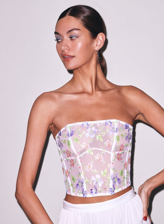Ivory Elara Embroidery Corset Top - Fleur du Mal