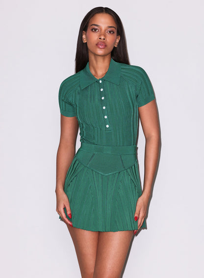 Lucky Green Rib Flared Skirt - Fleur du Mal