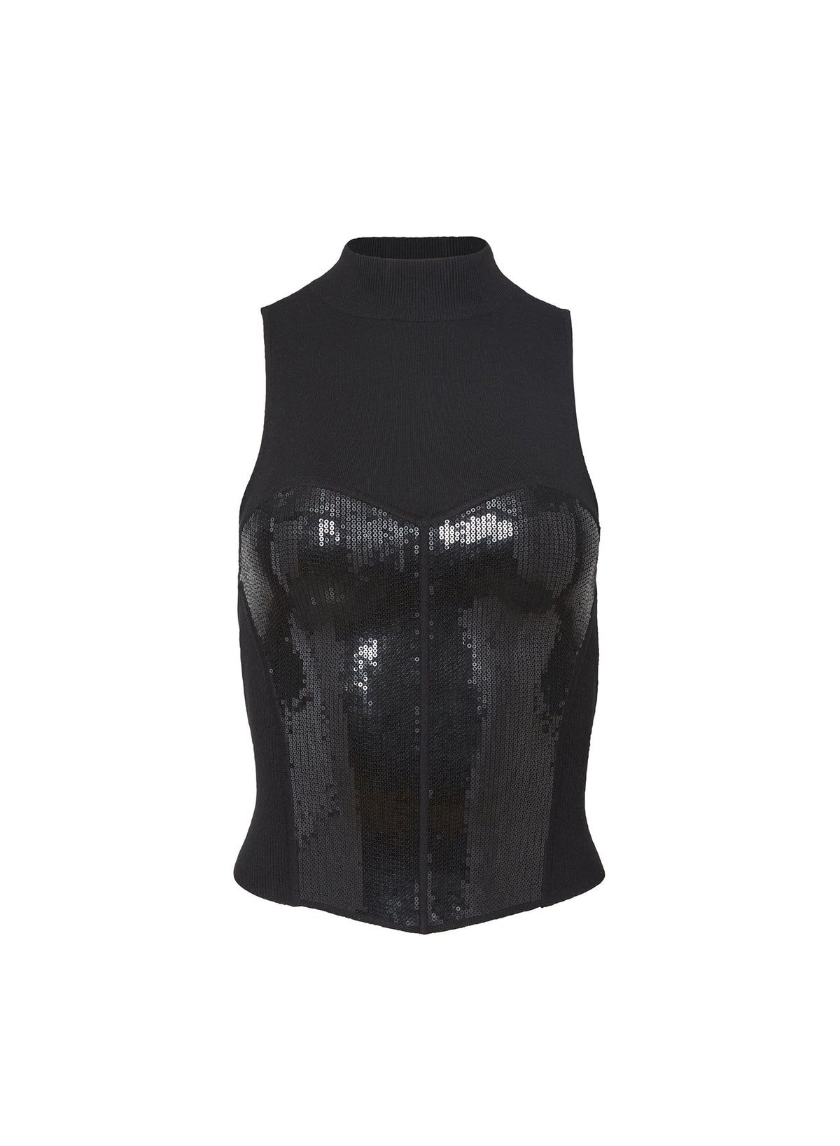 Black Sequin Knit Bustier Top - Fleur du Mal