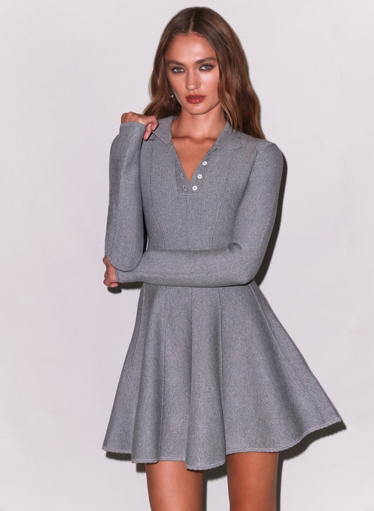 Medium Heather Grey Henley Flared Corset Dress - Fleur du Mal