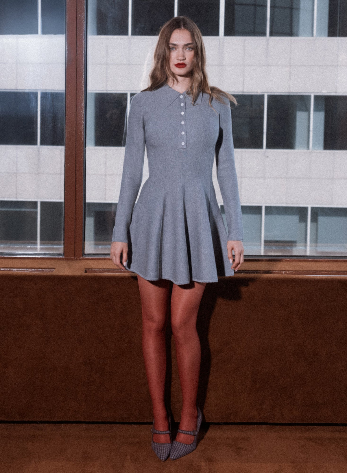 Medium Heather Grey Henley Flared Corset Dress - Fleur du Mal