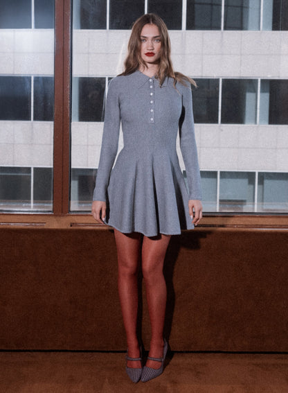 Medium Heather Grey Henley Flared Corset Dress - Fleur du Mal