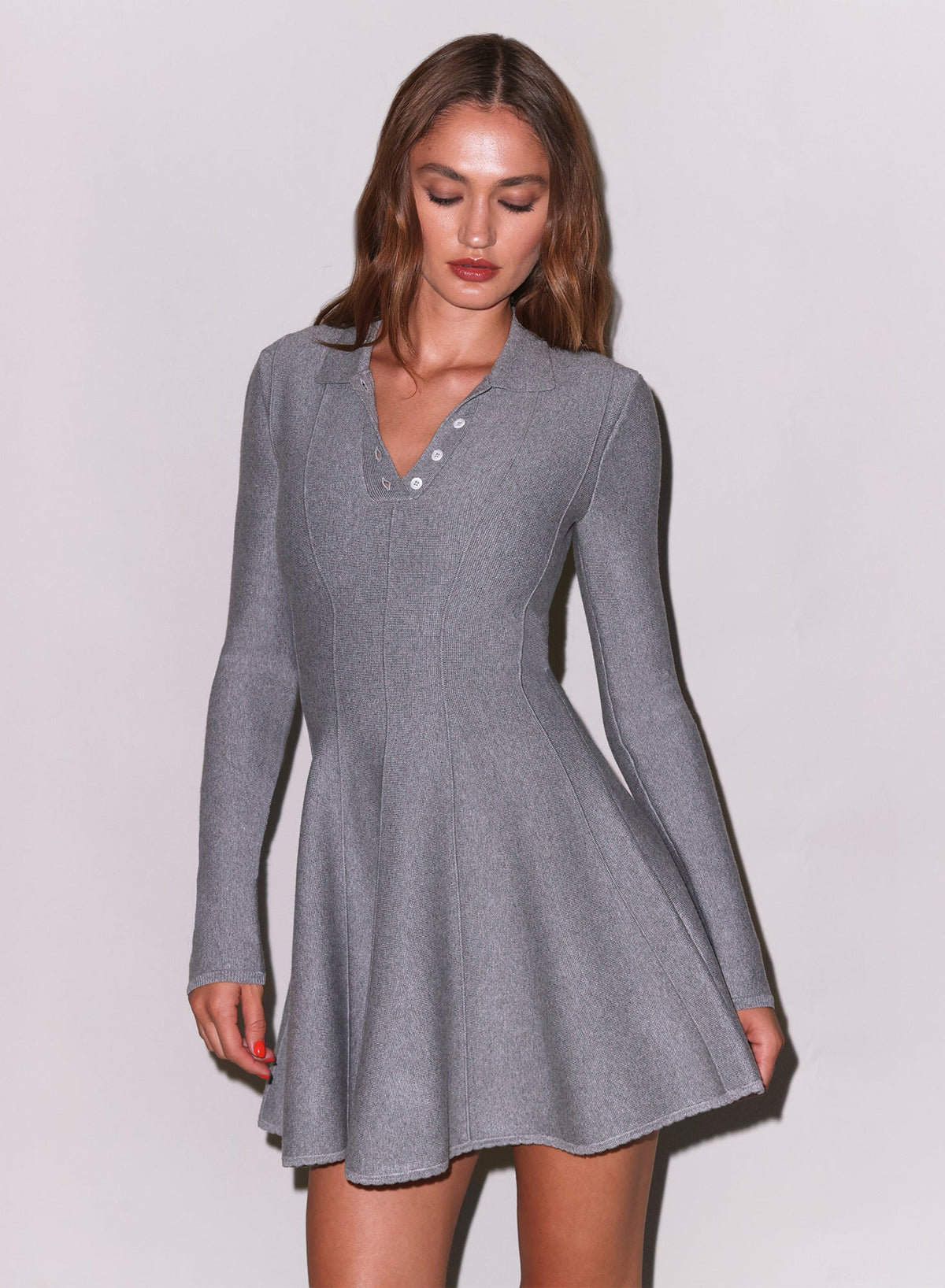 Medium Heather Grey Henley Flared Corset Dress - Fleur du Mal