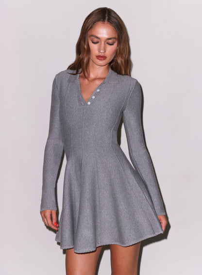 Medium Heather Grey Henley Flared Corset Dress - Fleur du Mal