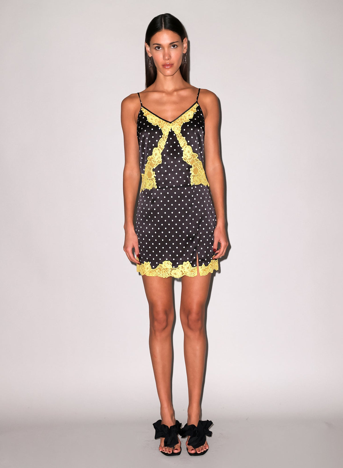 Small Dot Black Juliet Lace Silk Cami - Fleur du Mal