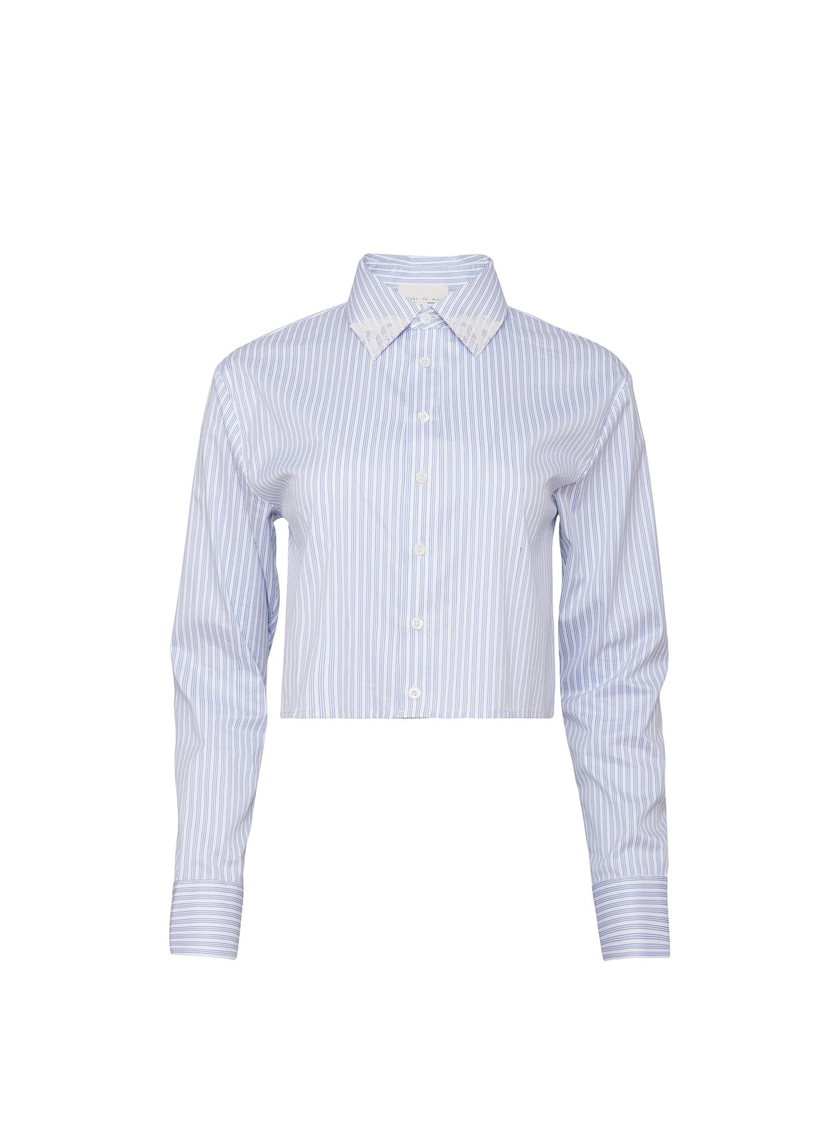 Blue East Hampton Stripe Poplin Cropped Button Down - Fleur du Mal