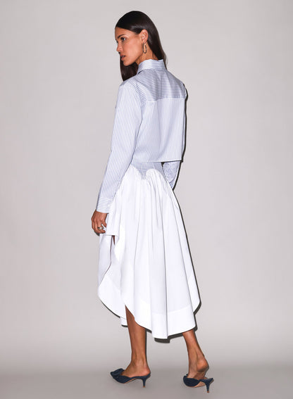 Blue East Hampton Stripe Poplin Cropped Button Down - Fleur du Mal