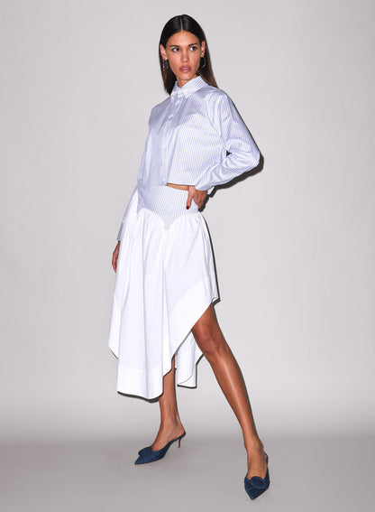 Blue East Hampton Stripe Poplin Cropped Button Down - Fleur du Mal