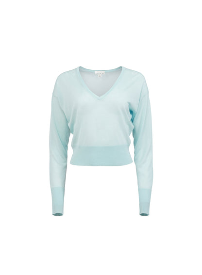Frosted Mint Sheer Knit V-Neck Sweater - Fleur du Mal
