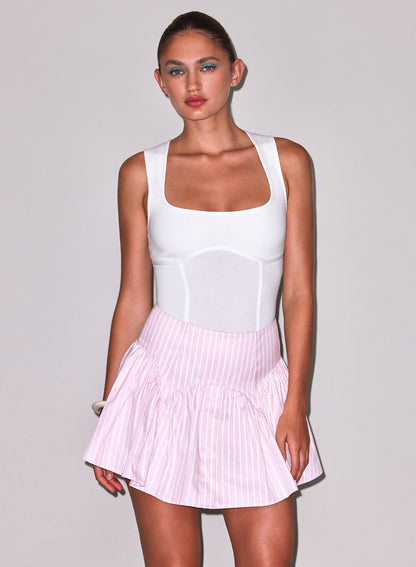 Pink Bubblegum Stripe Poplin Garter Skort - Fleur du Mal
