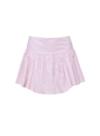 Pink Bubblegum Stripe Poplin Garter Skort - Fleur du Mal