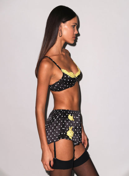 Small Dot Black Juliet Lace Tap Short - Fleur du Mal