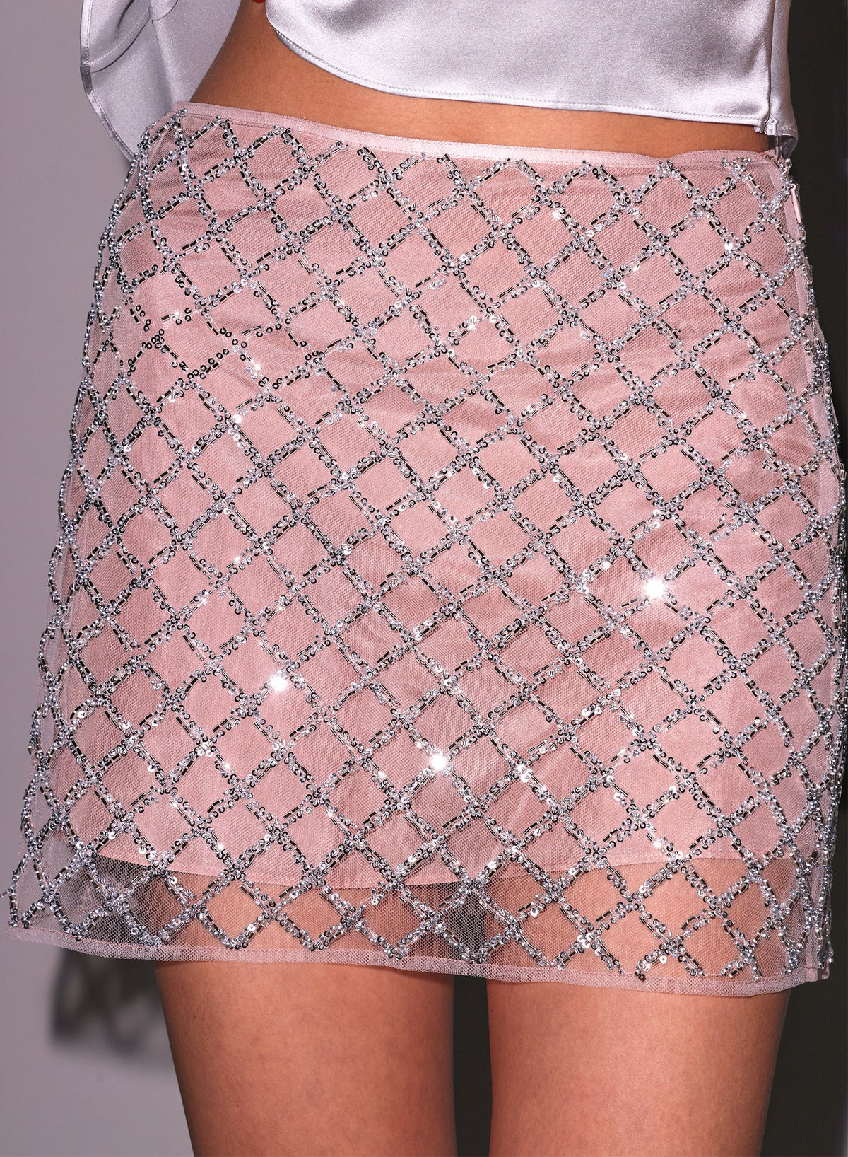 Silver Embellished Mini Skirt - Fleur du Mal