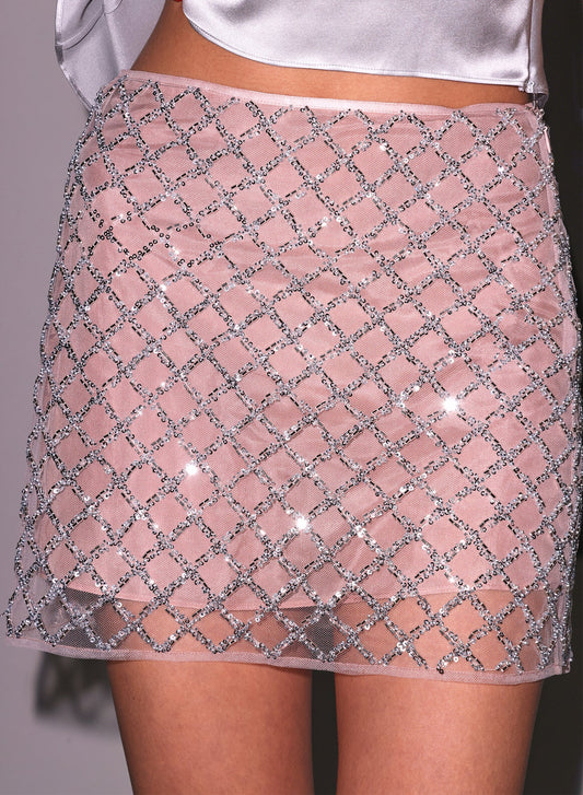 Silver Embellished Mini Skirt - Fleur du Mal