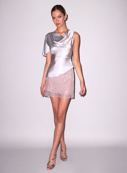 Silver Embellished Mini Skirt - Fleur du Mal