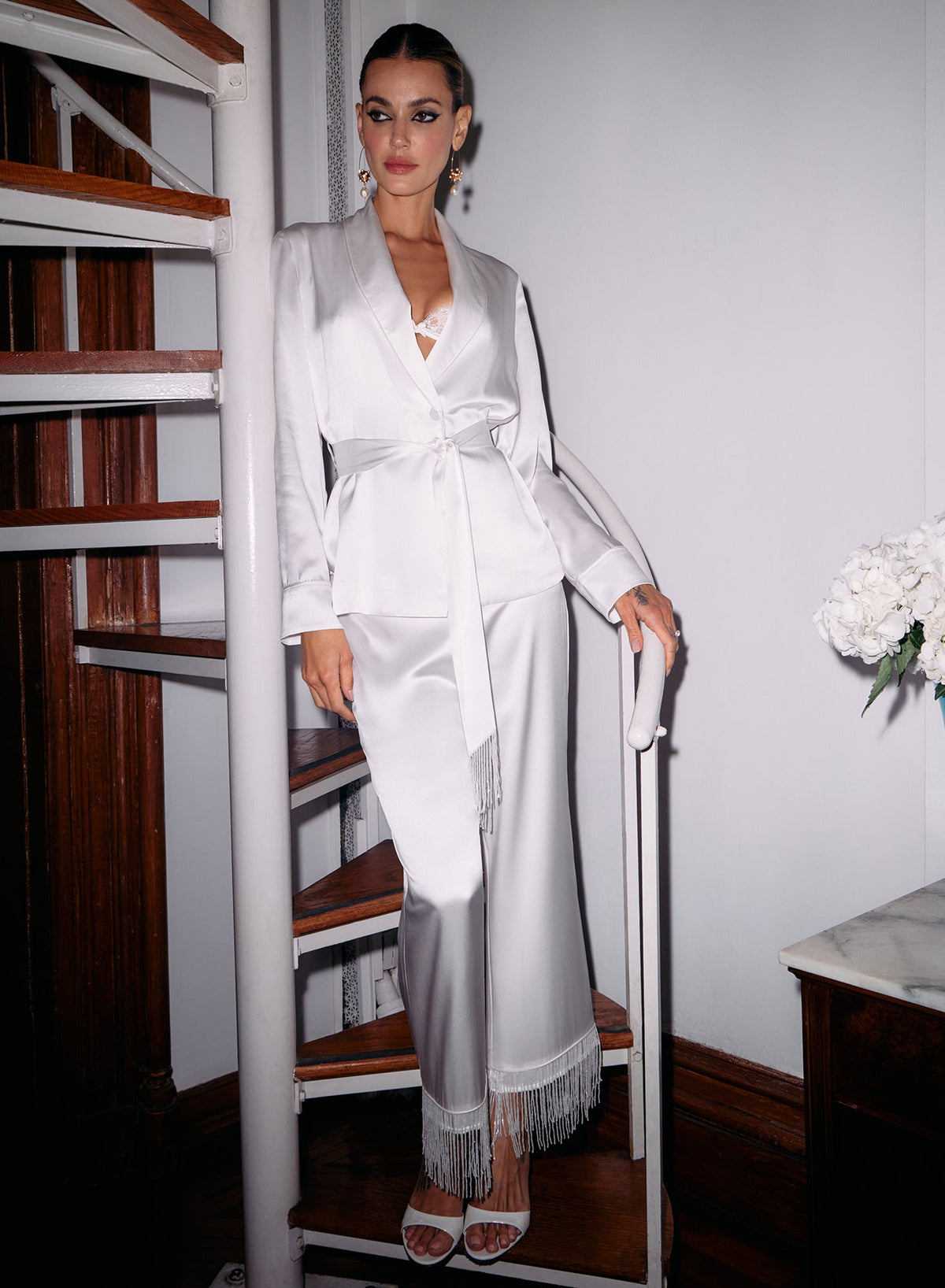 Ivory Bianca Smoking Jacket - Fleur du Mal