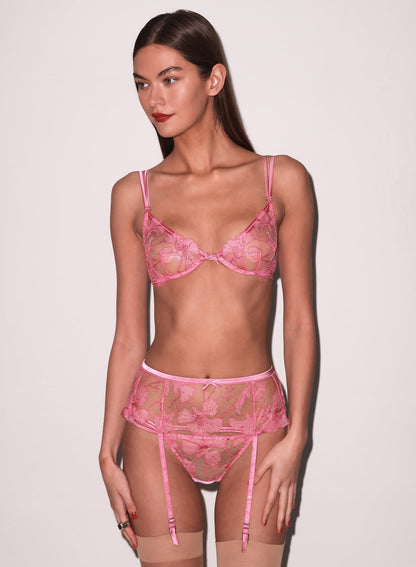 Pink Cadillac Harper Embroidery Garter Belt - Fleur du Mal
