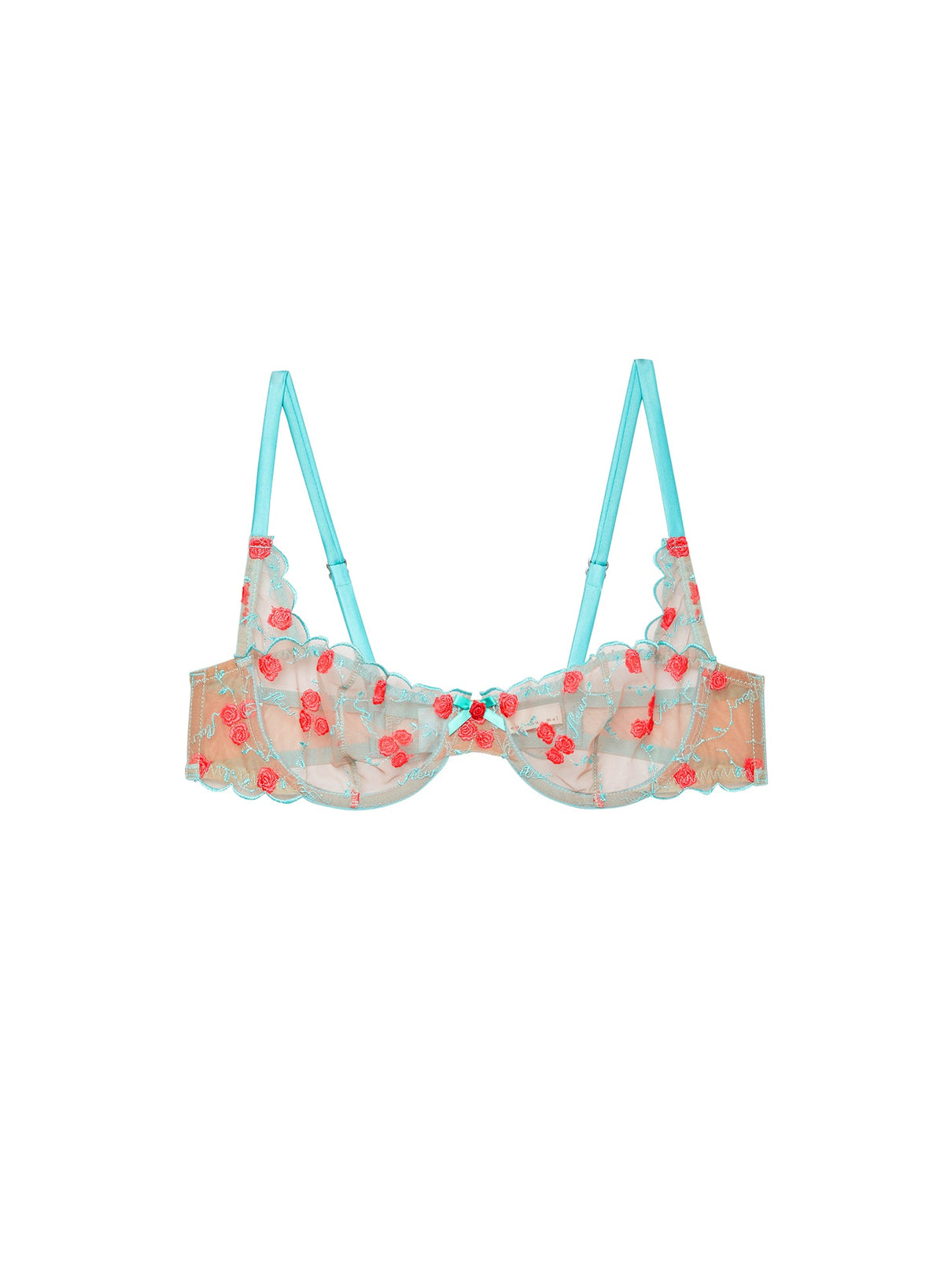 Mint Rose & Vine Embroidery Balconette Bra - Fleur du Mal