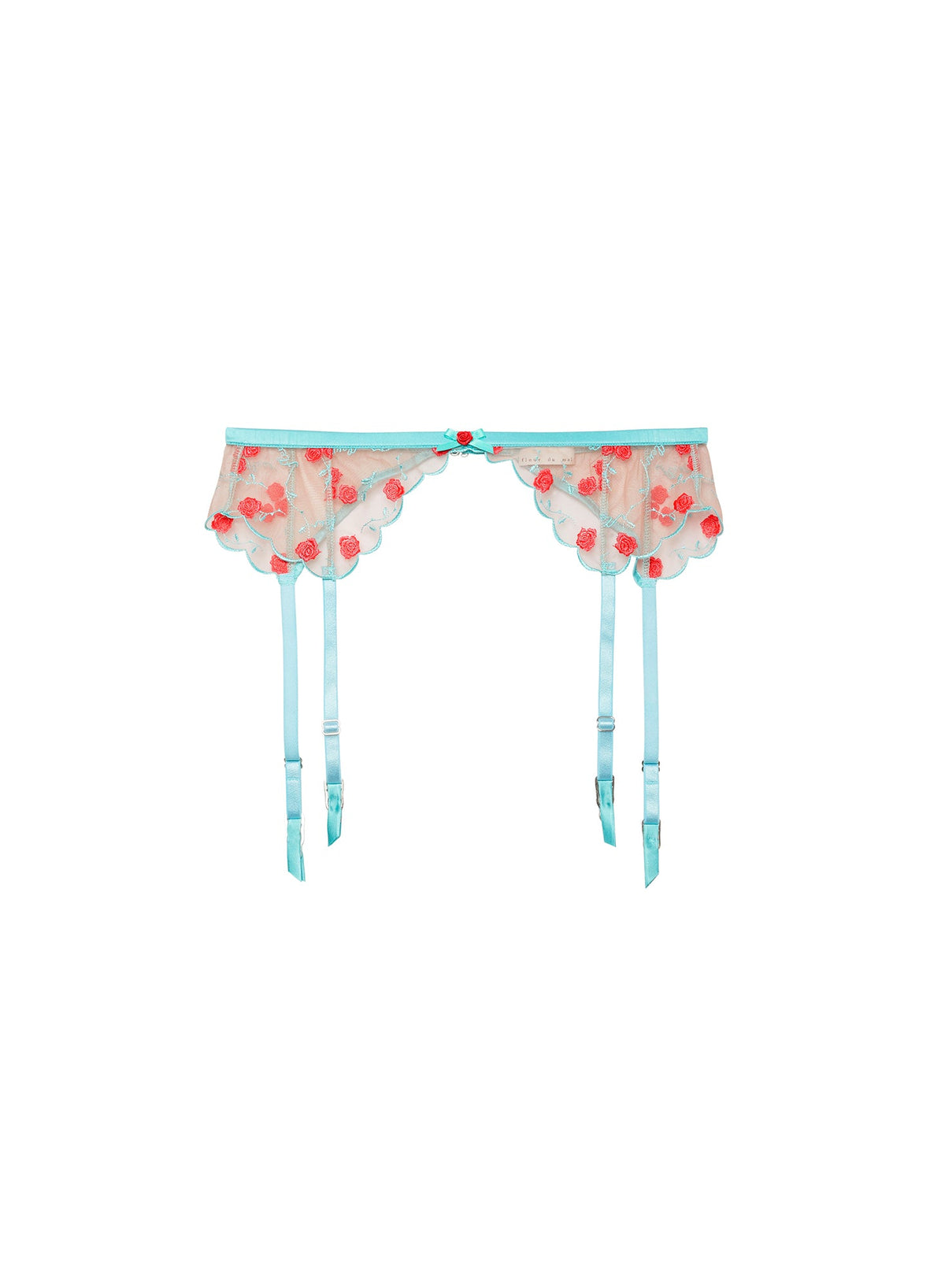 Mint Rose & Vine Embroidery Garter Belt - Fleur du Mal