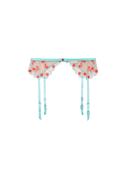 Mint Rose & Vine Embroidery Garter Belt - Fleur du Mal