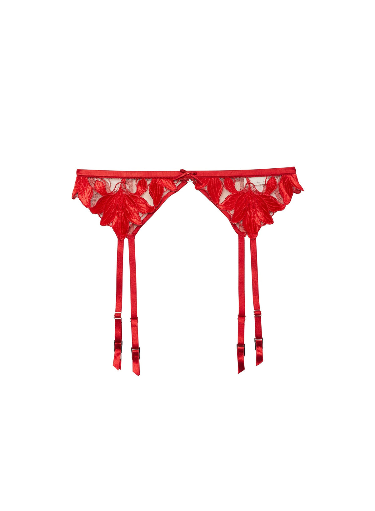 Red Lily Embroidery Garter Belt - Fleur du Mal