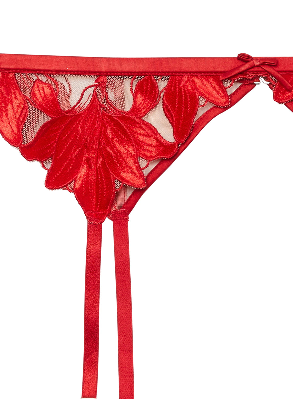 Red Lily Embroidery Garter Belt - Fleur du Mal