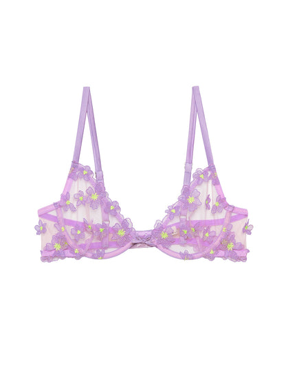 Lavender Petal Embroidery Demi Bra - Fleur du Mal