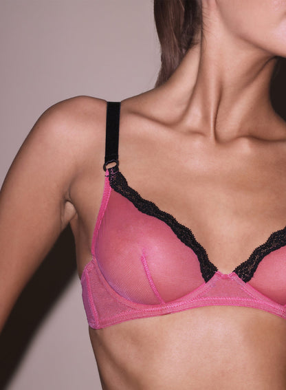 Pretty Pink Sheer Tulle Demi Bra - Fleur du Mal