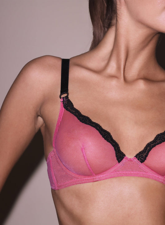 Pretty Pink Sheer Tulle Demi Bra - Fleur du Mal