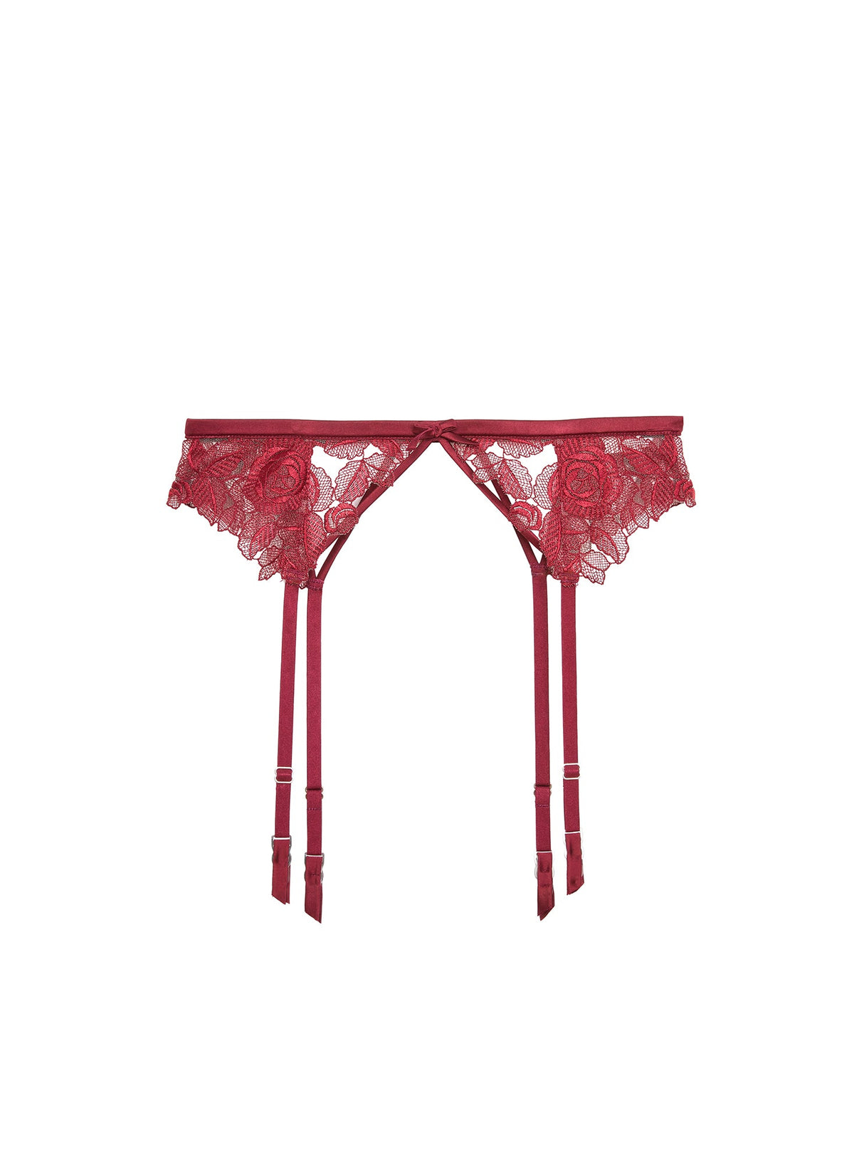 Deep Red Rose Embroidery Garter - Fleur du Mal