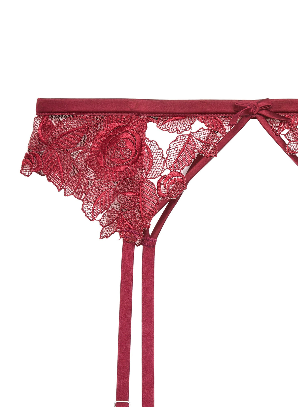 Deep Red Rose Embroidery Garter - Fleur du Mal