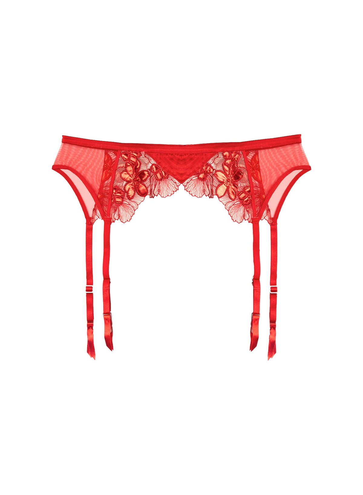 Red Violet Embroidered Garter Belt - Fleur du Mal