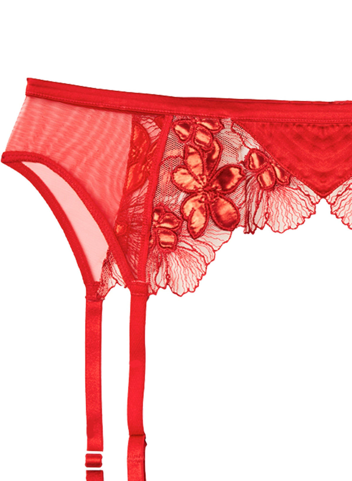 Red Violet Embroidered Garter Belt - Fleur du Mal