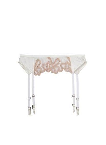 Ivory Bow Guipure Embroidery Garter - Fleur du Mal