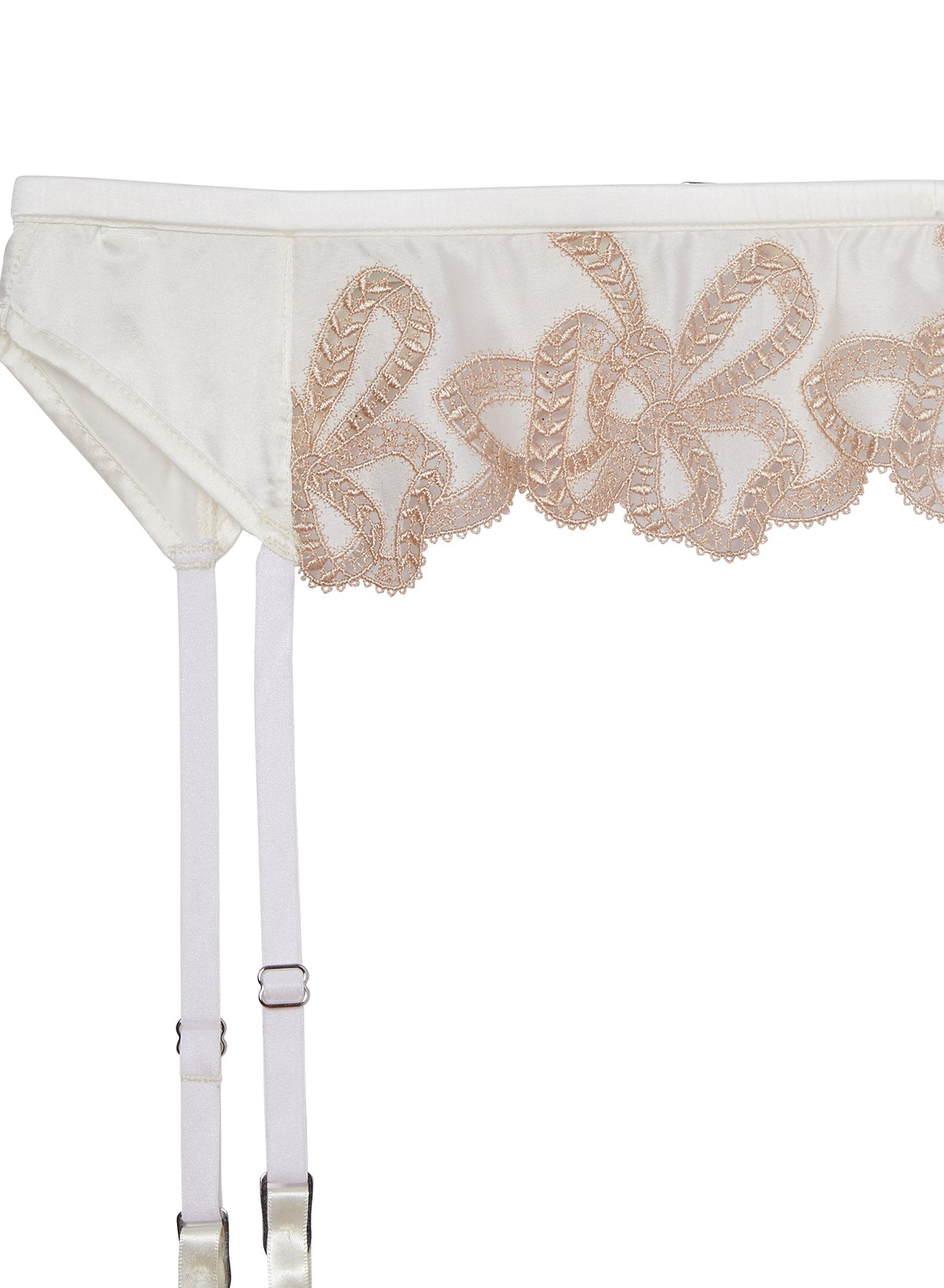 Ivory Bow Guipure Embroidery Garter - Fleur du Mal
